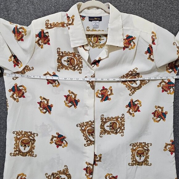 Hunters Run Shirt Womens‎ Size B6 White Gold Printed Long Sleeve Button Down - Picture 13 of 16